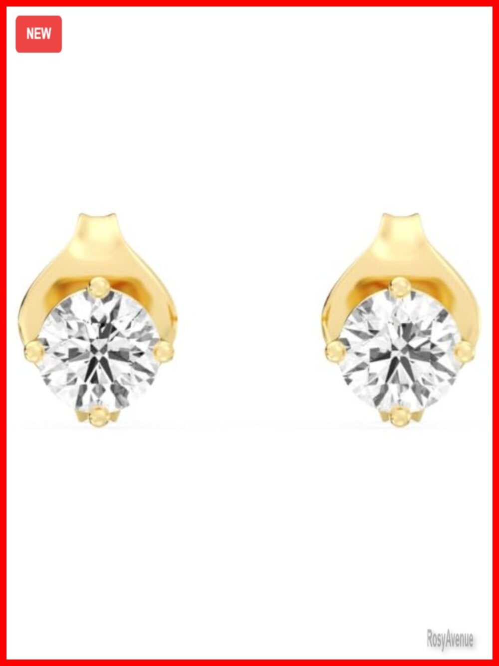 Lab Grown Diamond Stud Earrings 925 Sterling Silver 14KT Gold Plated